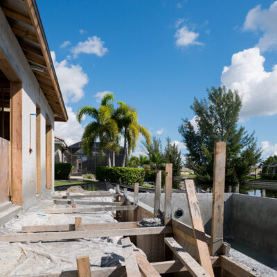 Construction Phase Villa Sunny Place Cape Coral Florida Pool Side