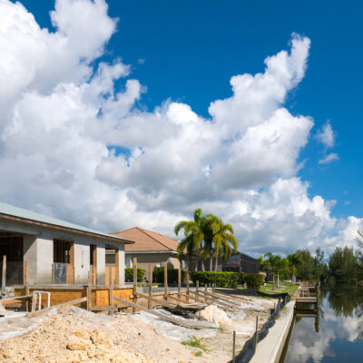 Construction Phase Villa Sunny Place Cape Coral Florida Waterside View