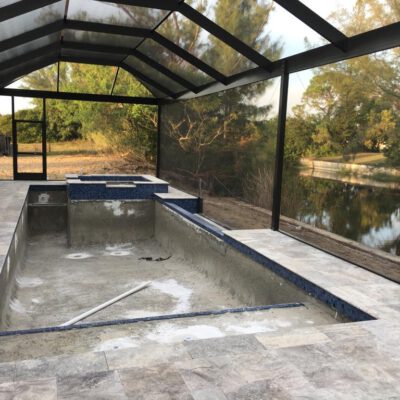 Construction Phase Former Vacation Home Cape Coral Florida Pool Area